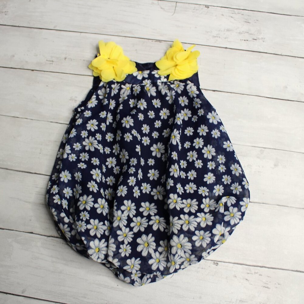 Blueberi Boulevard Baby Girl's Summer Bubble Romper Size 6-9 Months Daisy